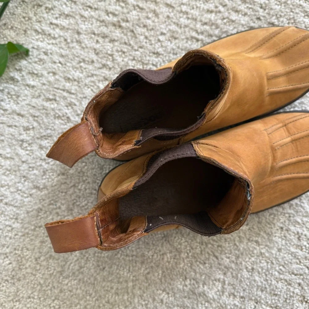 BARBOUR Tan NUBUCK Leather Chelsea Duck Boots Women 8‎ PULL ON LUXURY